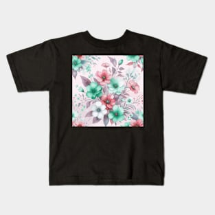 Pink Pastel Spring Flowers Kids T-Shirt